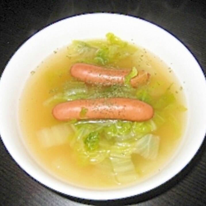 ソーセージと白菜の簡単コンソメスープ